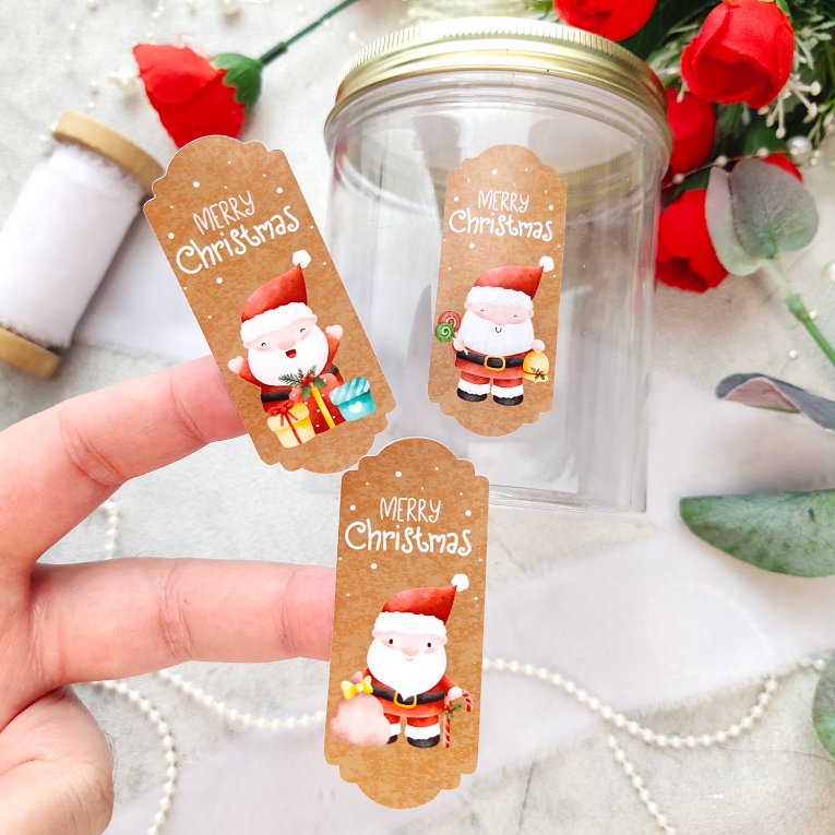 

Sticker label Natal Merry Christmas Stiker vintage santa claus 6 x 2,5cm READY STOK