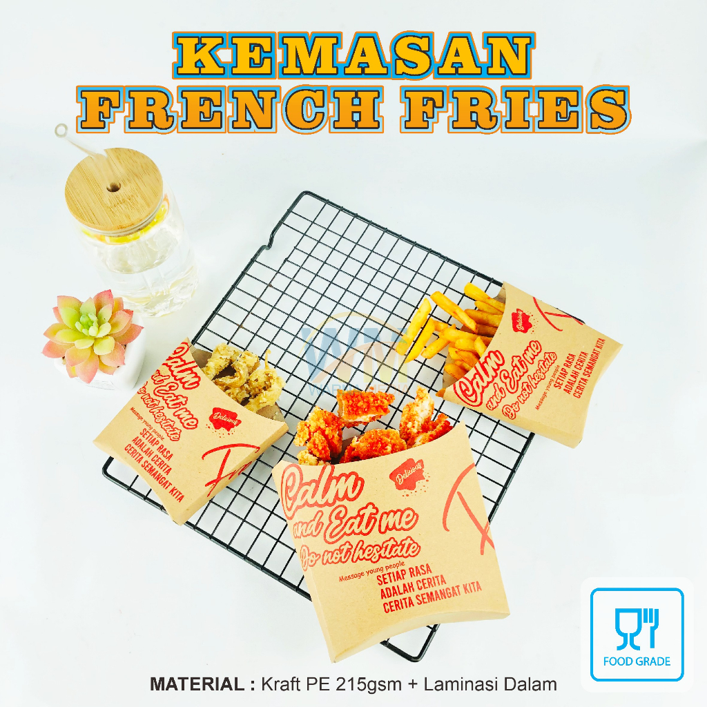 Kemasan Kentang Goreng / Box Dus French Fries / Kantong Kentang Goreng / Kantong Chicken Crispy / Ke
