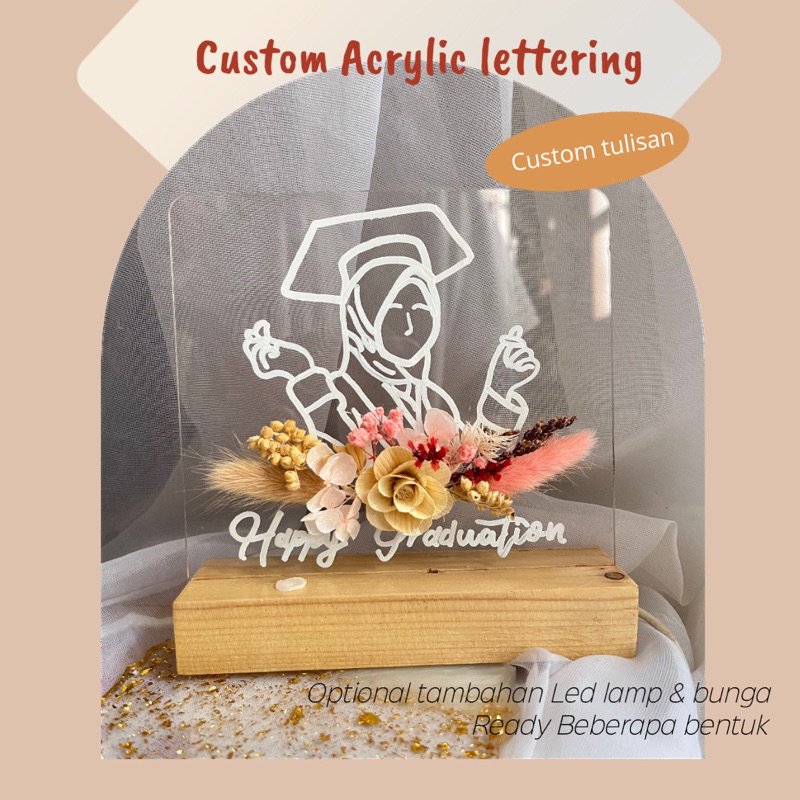 Custom Akrilik grafir/ Custom Acrylic Night Lamp / Lampu Tidur / Kado Wisuda / Custom  Akrilik Wisud