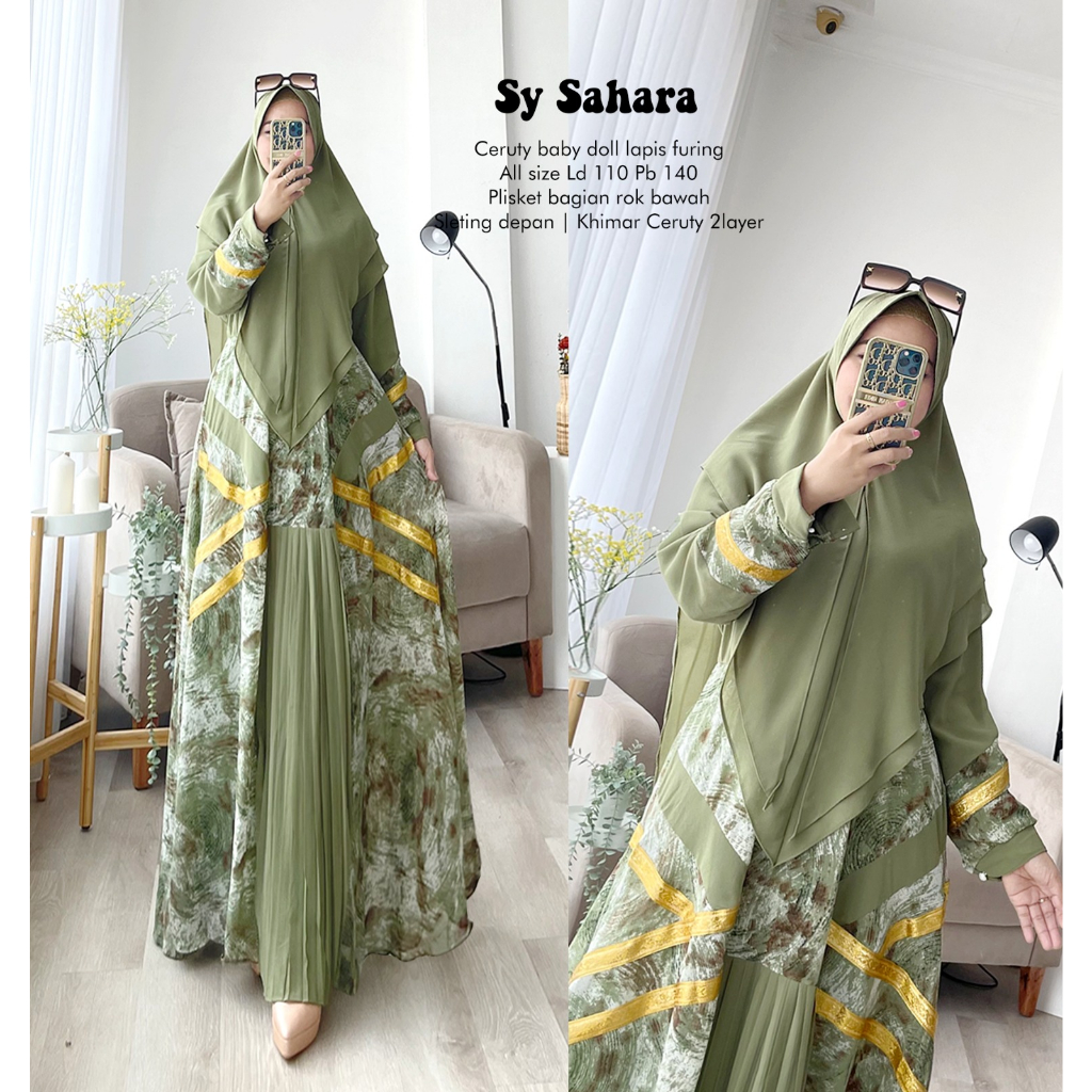 Khadijah Humaira Gamis Syari Ceruty Babydoll Sahara