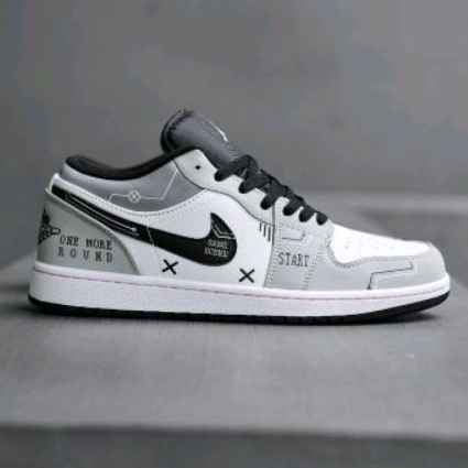 Sepatu Nike Air Jordan 1 Low PS5 White Grey Putih Abu Premium