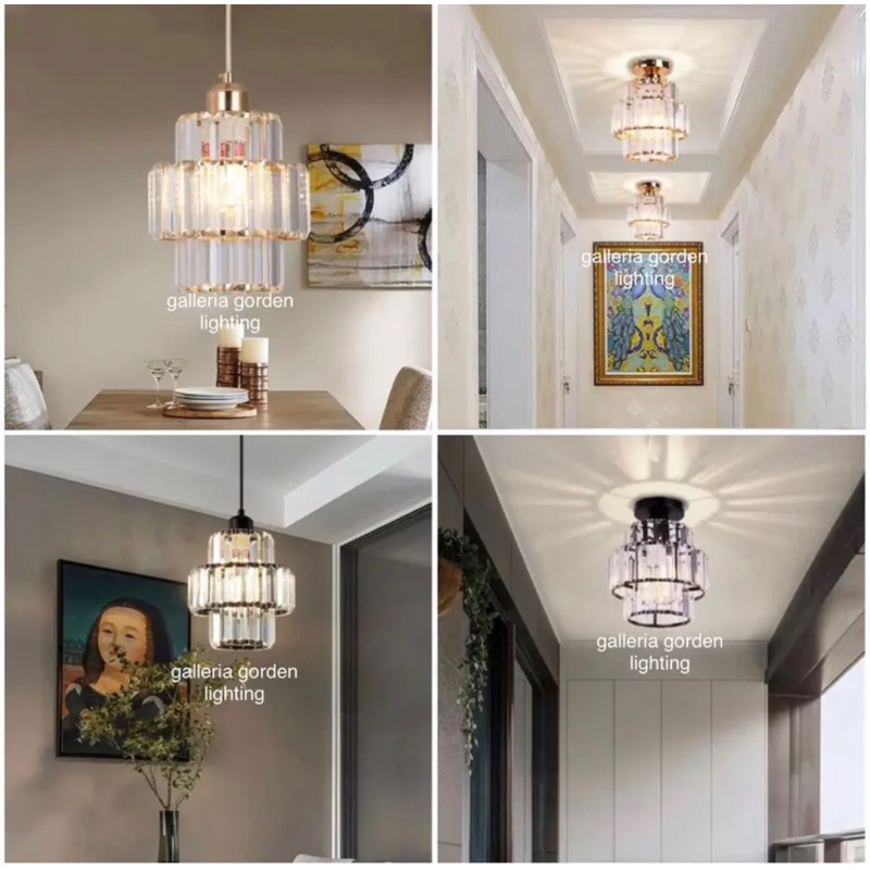 Lampu gantung kristal minimalis dekorasi meja bar & meja makan