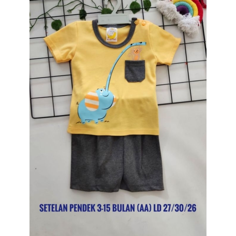 SETELAN MOTIF  BERUANG COLA BEAR 3-18 BULAN