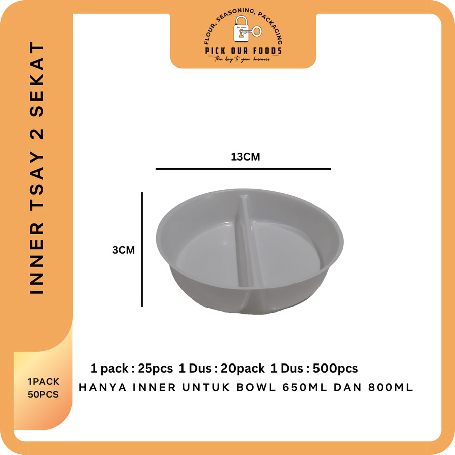 Inner Tray Polos Paper Bowl / Inner Tray Rice Bowl 650ml / 800ml isi 25pcs