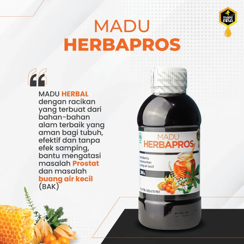 

Madu Herbapros Obat Herbal Alami Turun Berok Prostat Melancarkan Buang Air Kecil