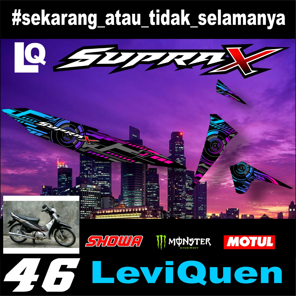 leviquen Striping Supra 100(46) / Supra X / Supra Fit Lama Variasi Sticker Stiker Skotlet Motor