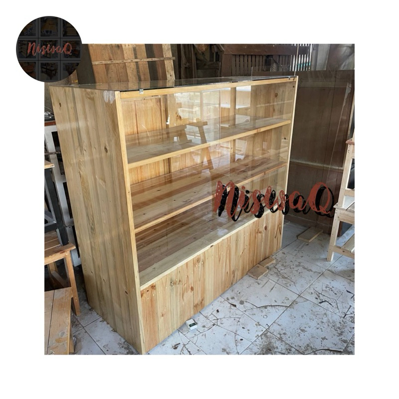 Etalase Display | Etalase Kayu Jati Belanda + Kaca