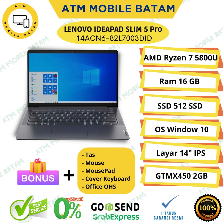 Laptop lenovo ideapad slim5pro 14ACN6 Ryzen 7 5800U Ram 16/512GB