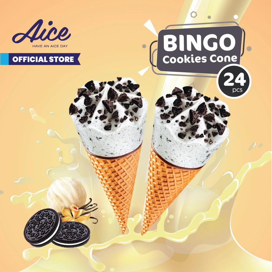 

Aice Bingo Cookies Cone (1 Karton = isi 24pcs) Es krim