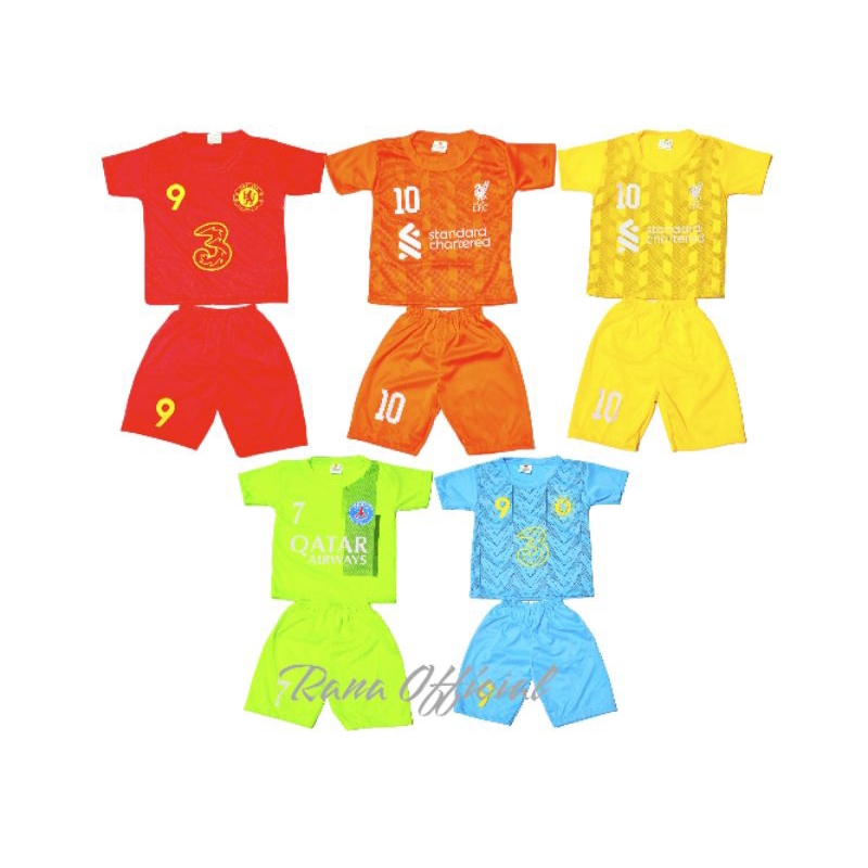 [GROSIR] (3pcs) Baju Bola Anak / Setelan Jersey Bola Anak / Jersey Anak