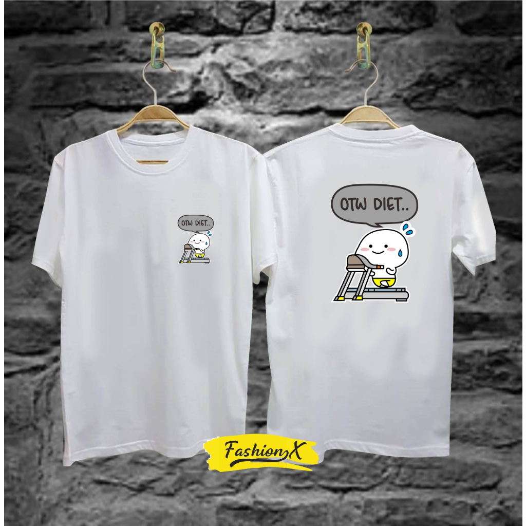 Kaos Pria Distro Otw Diet Bandung Original Murah/Baju Oblong Katun 30s