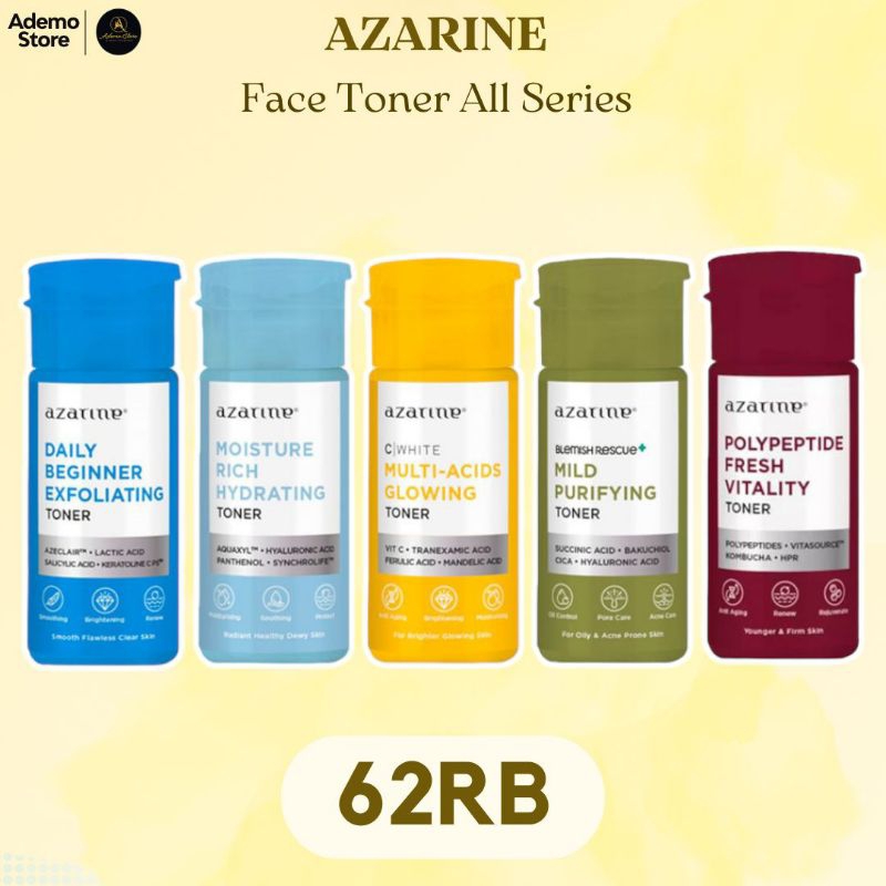 Azarine Toner Multi Acid Glowing/ Azarine Moisture Rich Hydrating Toner 90ML