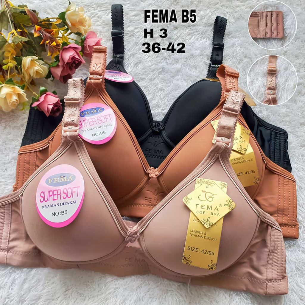 Bra BH Wanita Fema B5 Tanpa Kawat Nyaman Lembut Busa Sedang - Makassar