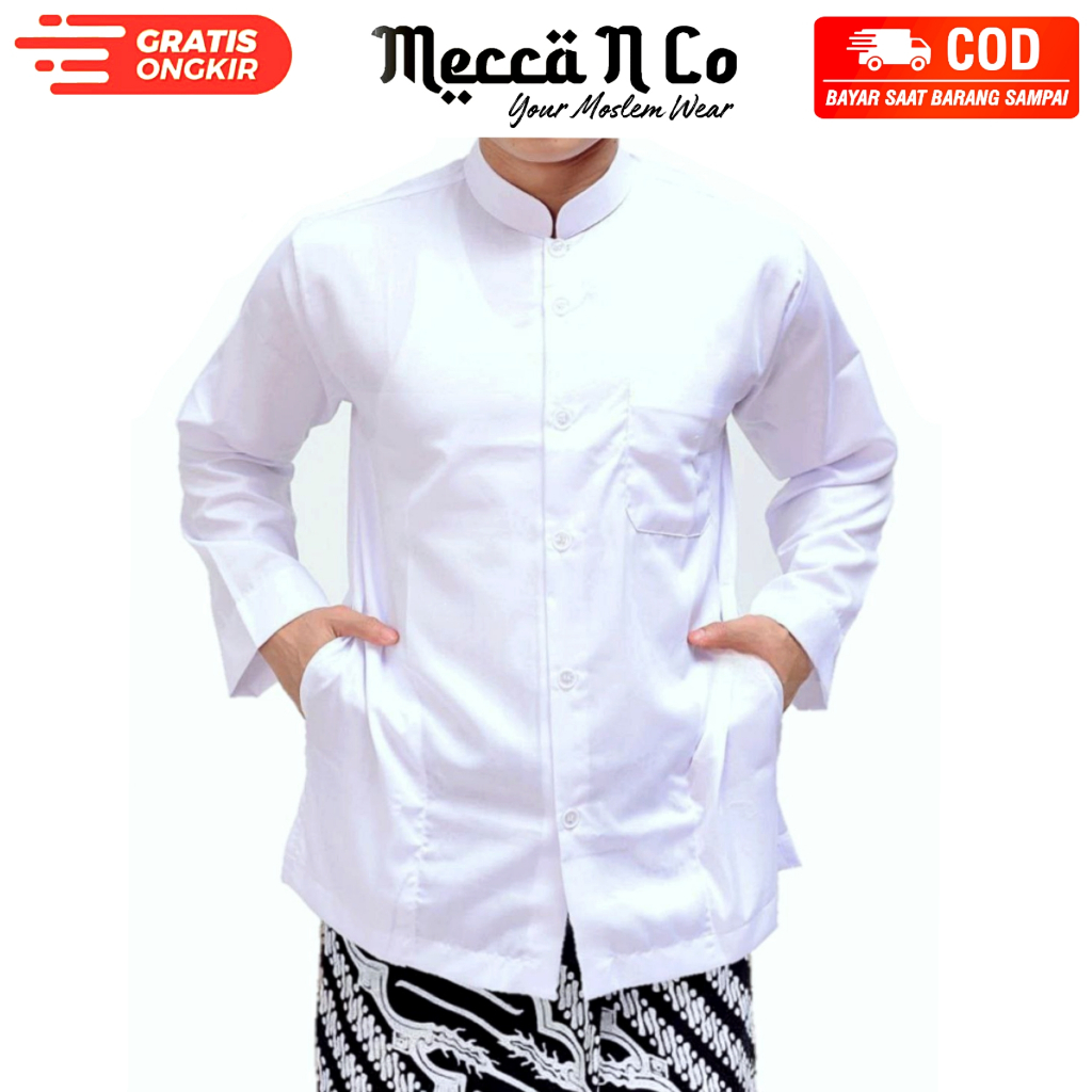 Mecca nCO Baju Koko Pria Dewasa Lengan Panjang oblong Polos Bisa COD