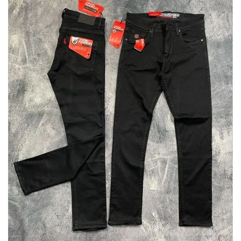 Celana panjang soft jeans strech super premium original jack marco hitam pekat