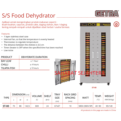 GETRA Food Dehydrator ST-00 Alat Pengering Makanan