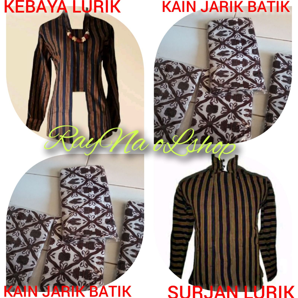 1 SET BAJU COUPLE LURIK MODERN KLASIK KHAS TRADISIONAL JAWA SOLO JOGJA (KEBAYA LURIK WANITA + KAIN J