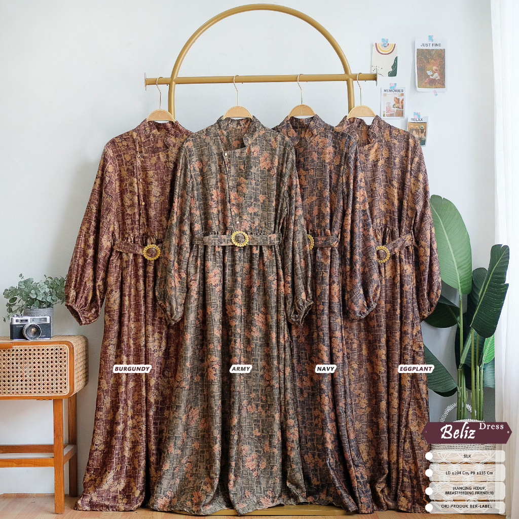 Beliz Dress Wanita Muslim Silk Motif Bunga