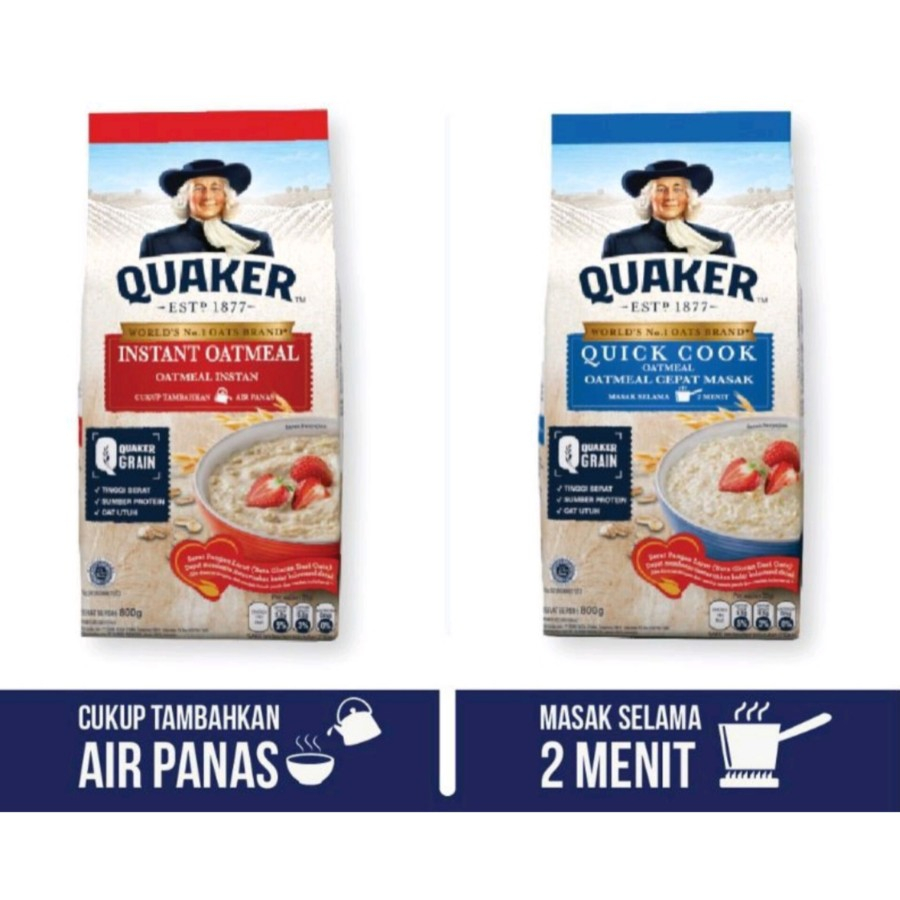 

Quaker Oatmeal / Havermout Merah (Instan) / Biru (Cepat Masak) 200 gr