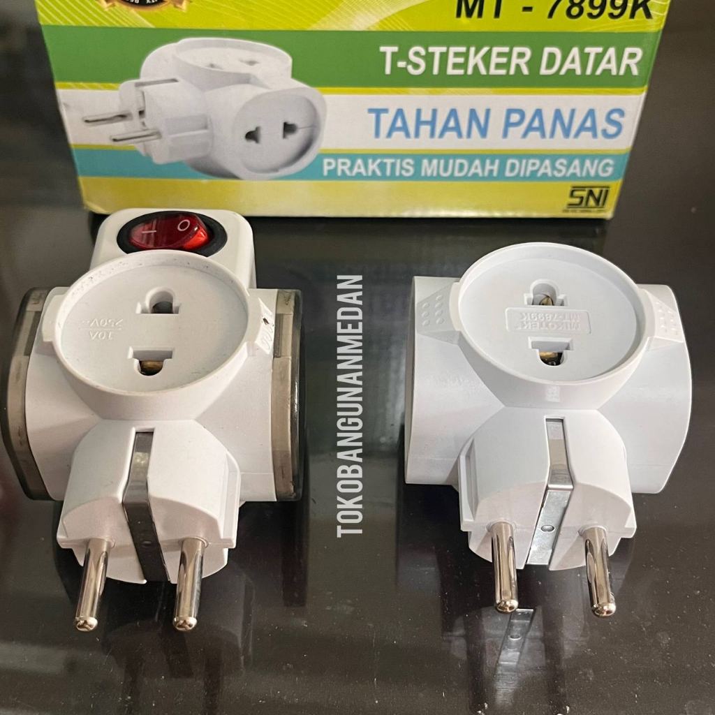 Steker T Arde 4 arah cabang + Saklar On Off MIKOTEK / Colokan Cok Cabang