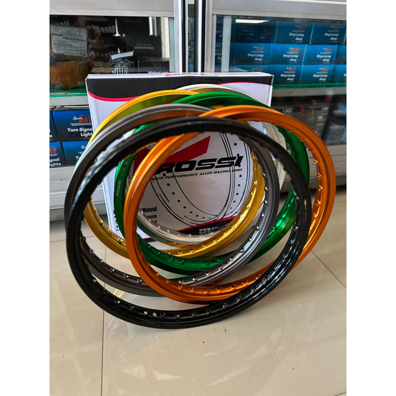VELG ROSSI HITAM GILAP GLOSY SILVER PUTIH KUNING GOLD HIJAU GREY TITANIUM ABU ABU ORANGE OREN 120