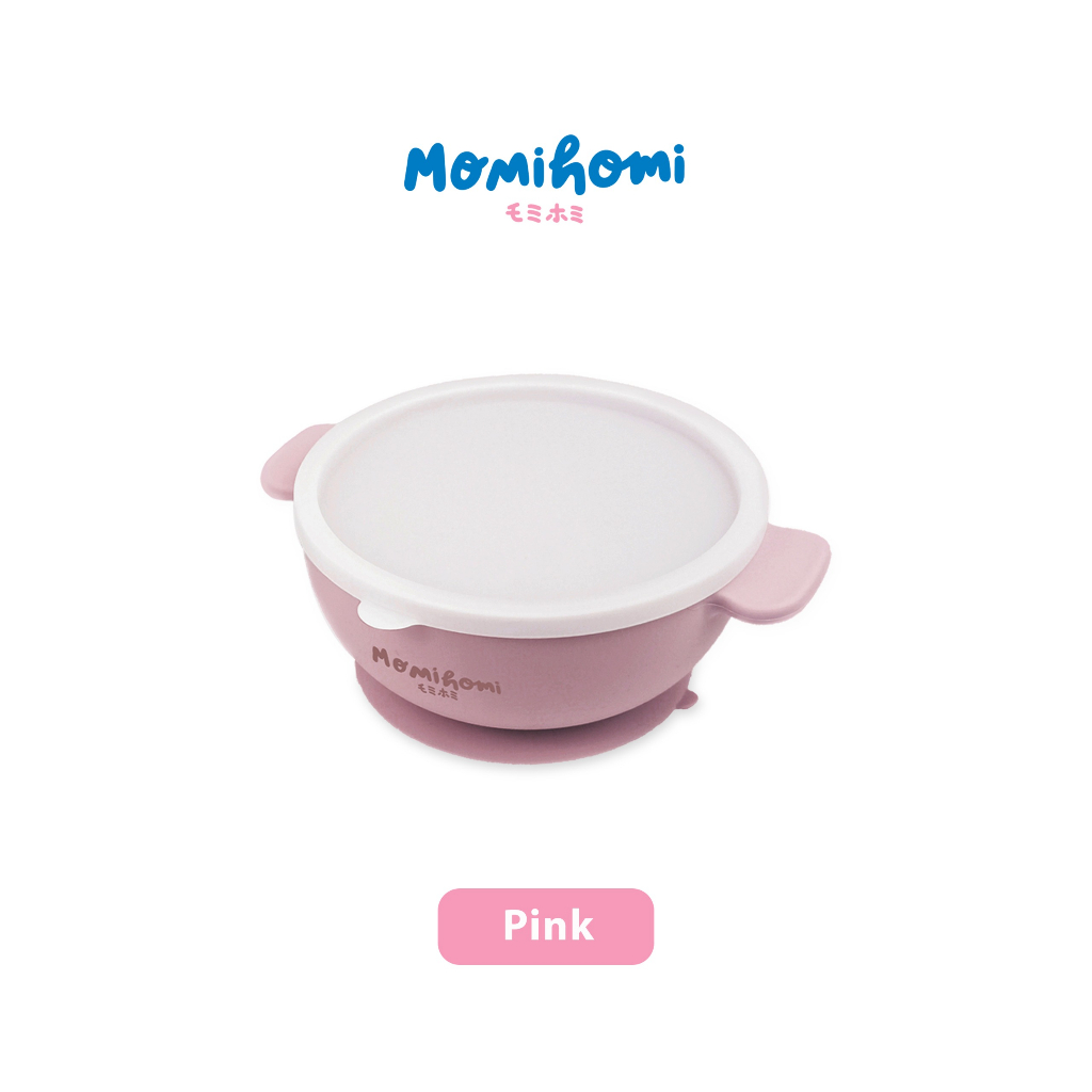 Momi Homi Sillicone Baby Bowl Suction BPA FREE Anti Slip Perlatan Makan Untuk Anak Lengkap Dengan Tutup Anti Tumpah Tempat Makan Bayi Mangkok Silikon Mangkuk Mpasi Bayi Tahan Panas / Microwave Safe 220 Derajat Celcius Food Grade 250 ML