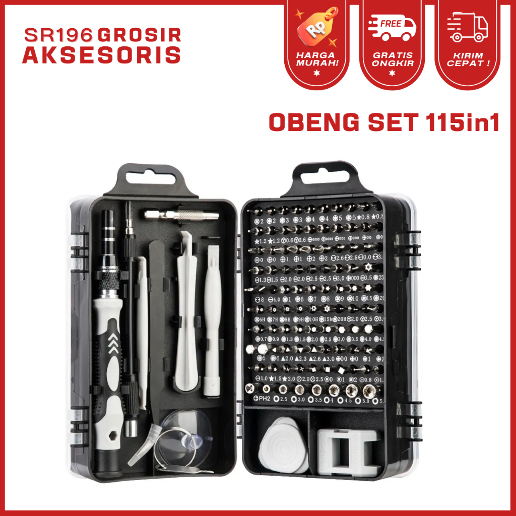 Obeng Hp Set 115in1 Obeng reparasi Service Hp Komputer Laptop Pc Multifungsi