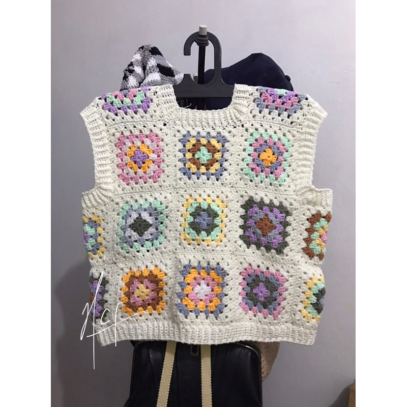 PO Granny Squares Vest Crochet Handmade