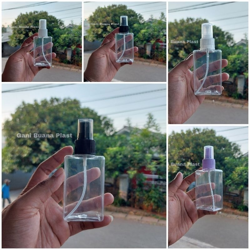 BOTOL SPRAY 100ML KOTAK NATURAL/BOTOL SPRAY 100ML KOTAK PET