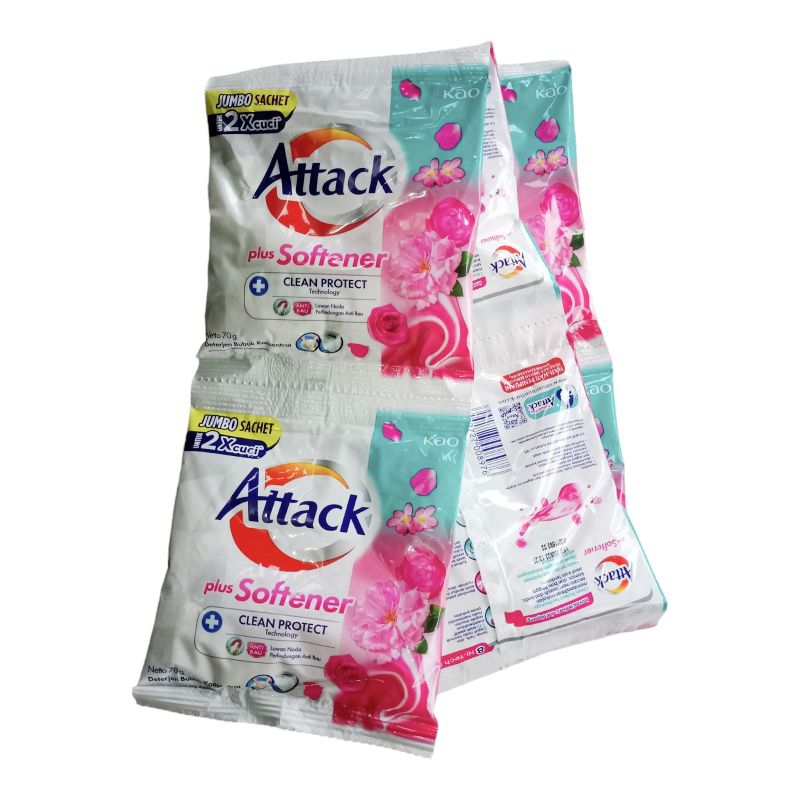 Deterjen Bubuk Konsentrat Attack plus Softener isi 6 sachet @70gr