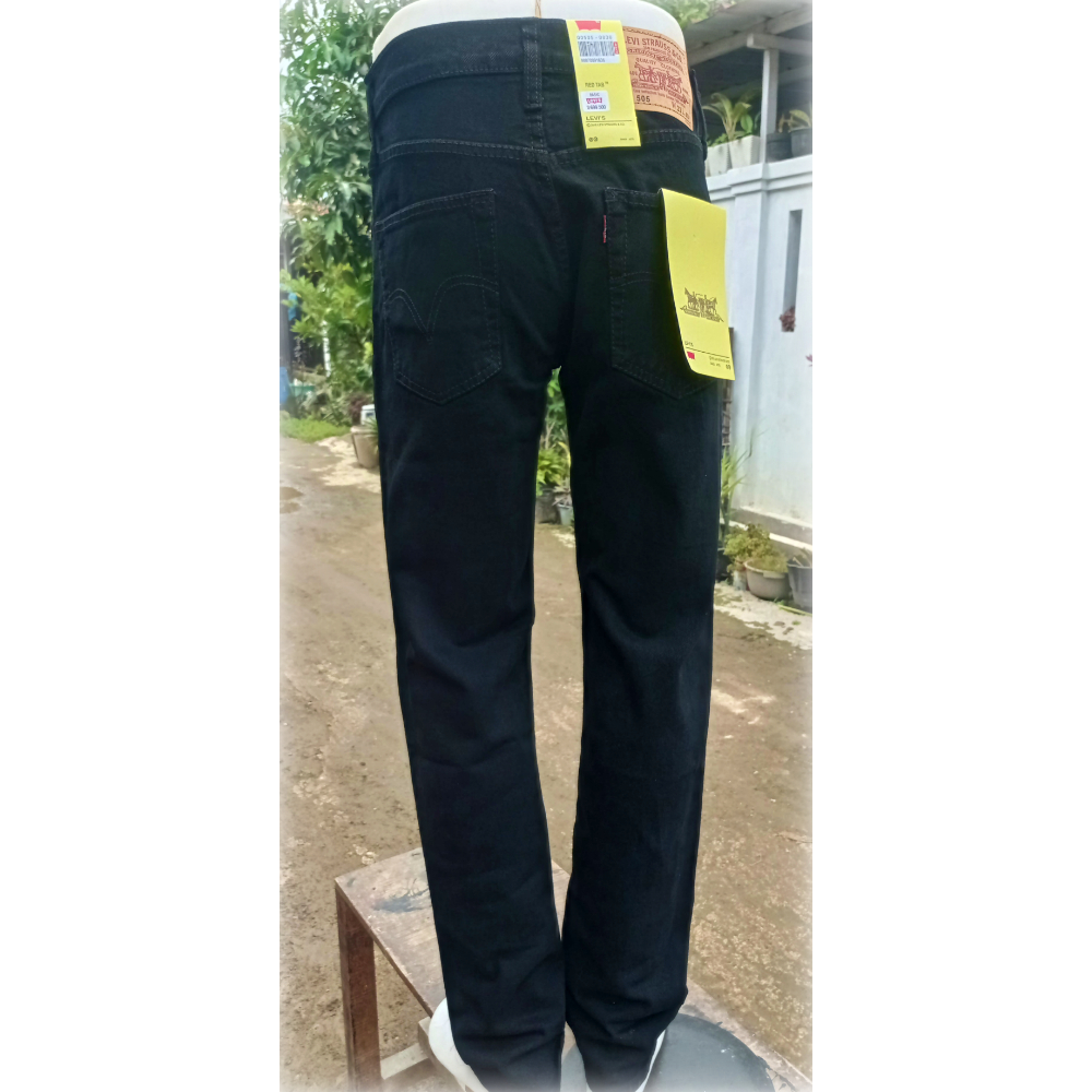 Celana Jeans Panjang Pria Standar / Jeans Cowok Reguler Warna Hitam Ukuran Jumbo