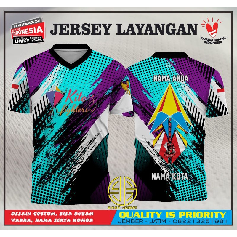Jersey layangan bahan Embos