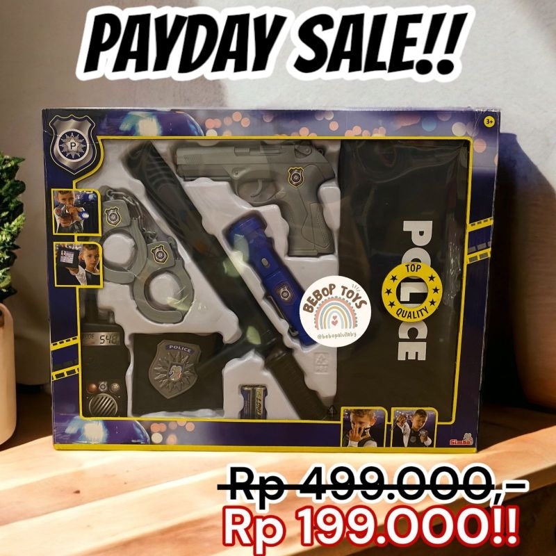 SIMBA POLICE SET original kidz station mainan pretend jadi rompi polisi senter borgol