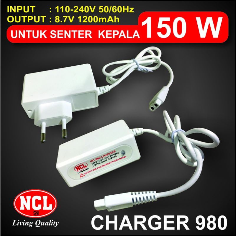 Charger Senter Kepala Kawachi 100 watt dan 150 Watt jumbo 1200mA gepeng angka 8 merk NCL
