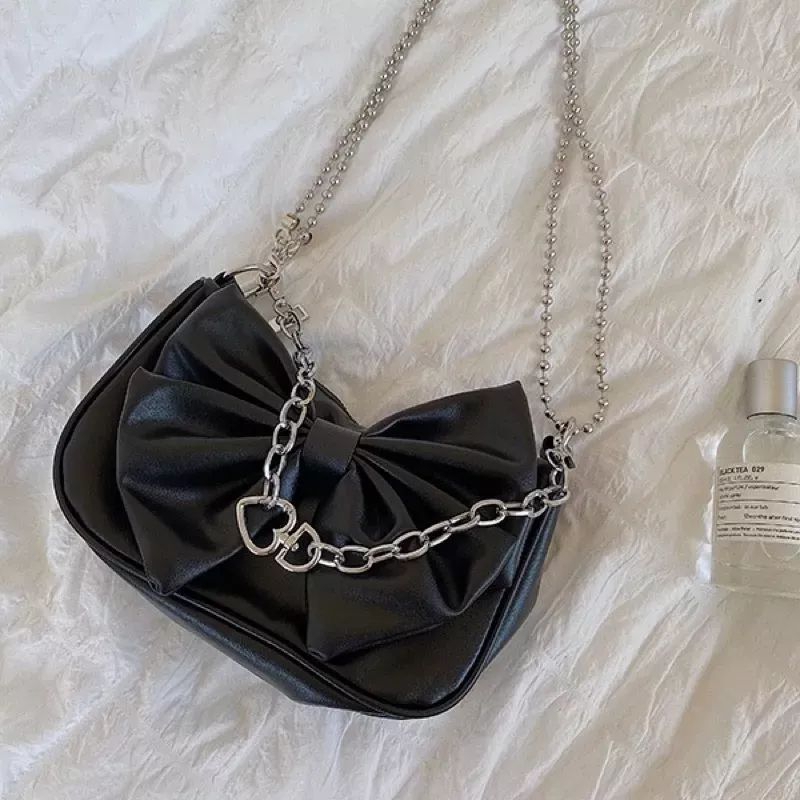 Tas selempang wanita pita besar bahan kulit sintetis pita tali rantai 307