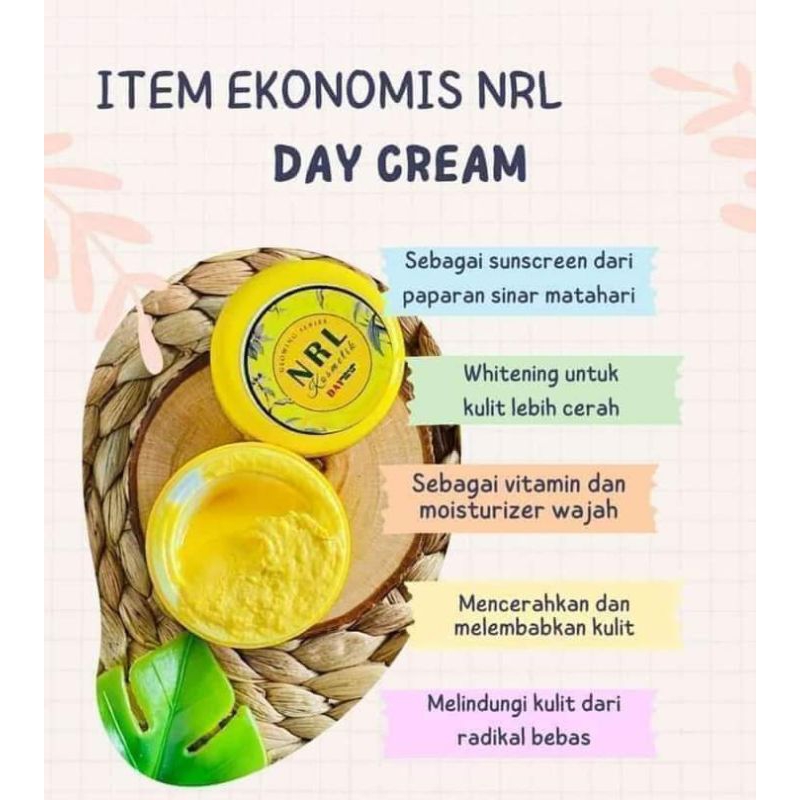 DAY CREAM REGULER SERIES NRL (GLOWING, FLEK, ACNE) cream siang satuan/ecer NRL