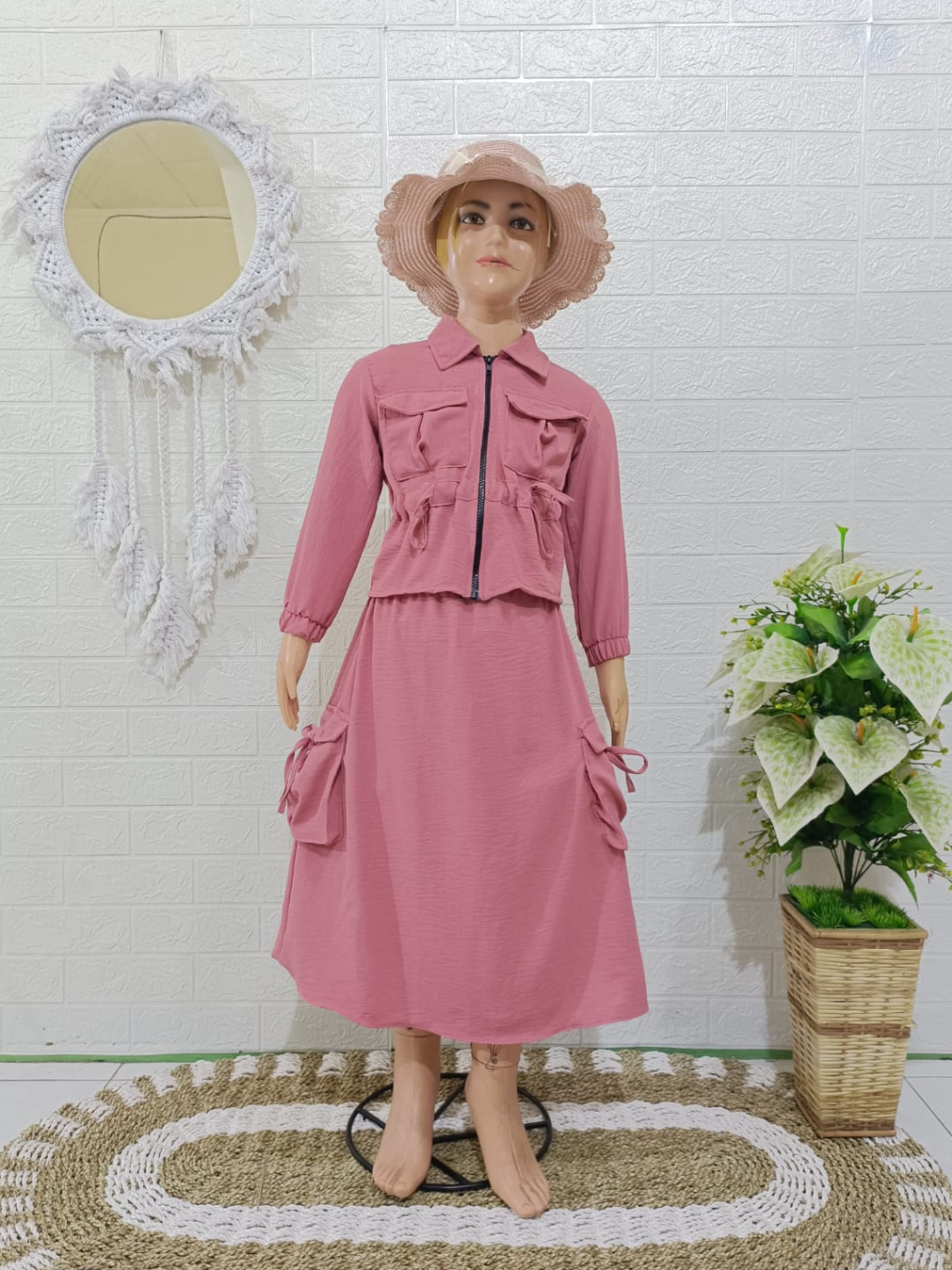 BAJU Set Rok Bomber Cargo Viral set rok 3 in 1 anak perempuan usia 4 SAMPAI 12 tahun