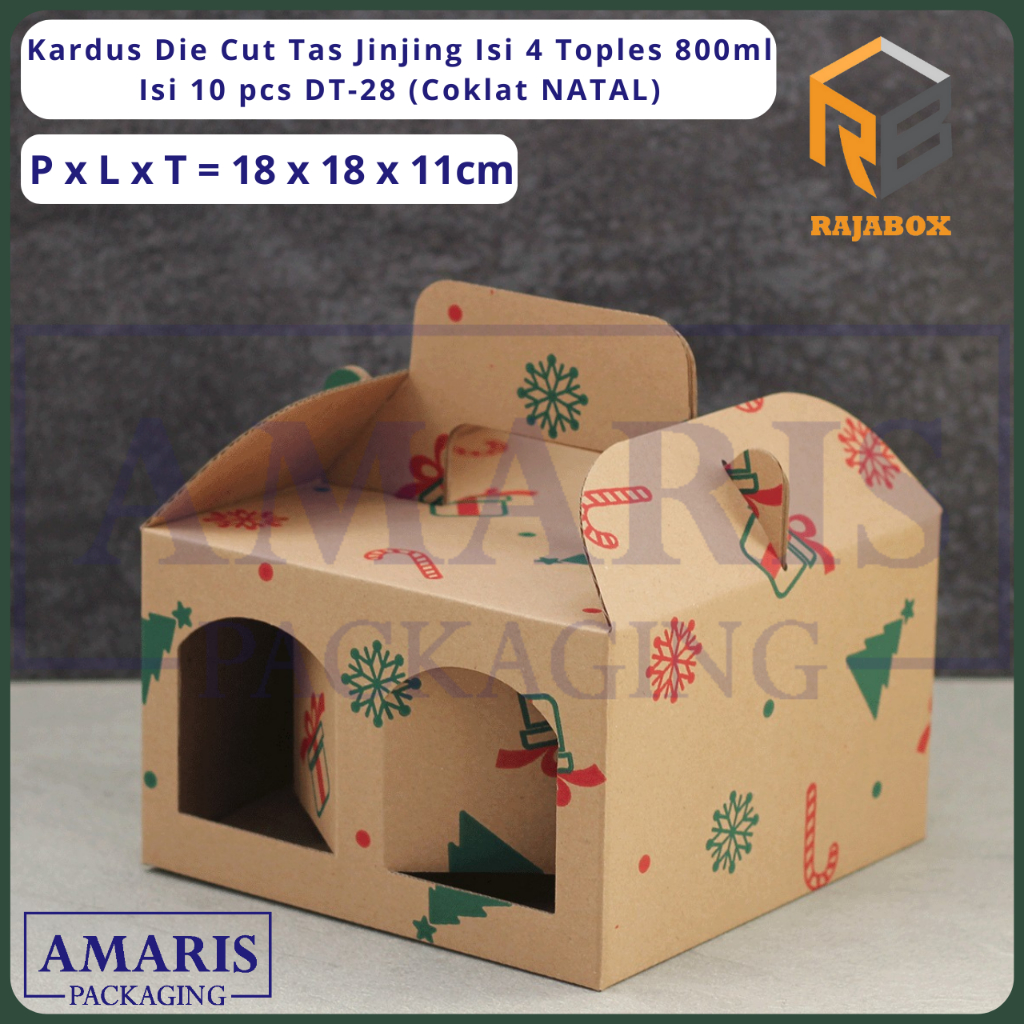 

DT-28 Kardus Die Cut Tas Jinjing Isi 4 Toples Tabung 500ml (Ukuran Toples Diameter 8cm Tinggi 10cm)