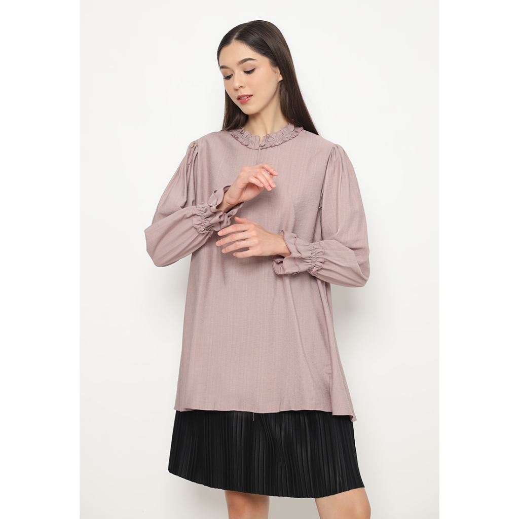 Heaven Sent - Baju Atasan Wanita Polos Kamaniya Blouse Light Brown