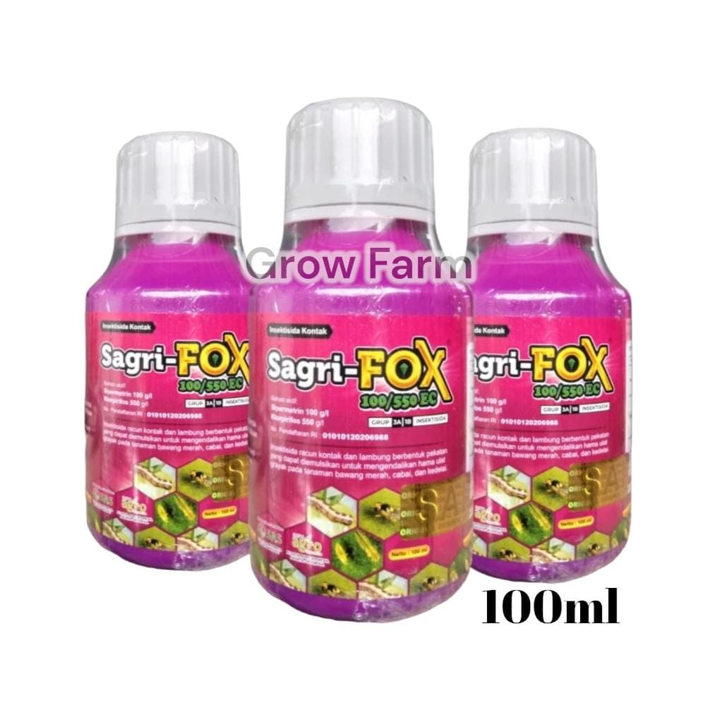 Sagri-Fox 100/550 EC 100ml klorpirifos Sipermetrin Insektisida Hama Ulat Tanaman