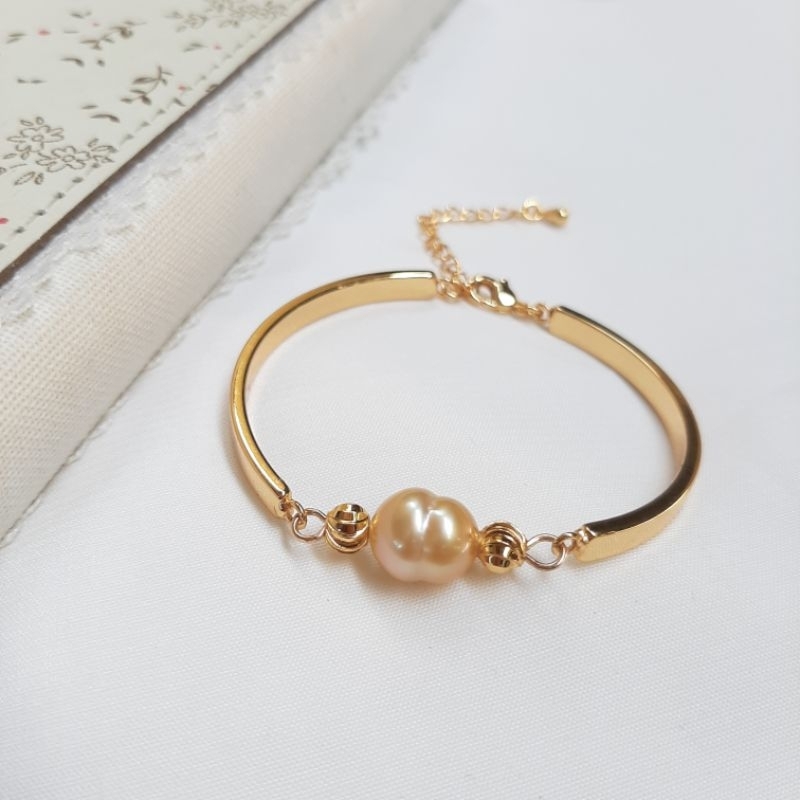 GELANG MUTIARA LAUT LOMBOK ASLI - GELANG SIMPLE MUTIARA LOMBOK - MUTIARA LOMBOK - GELANG MUTIARA AIR