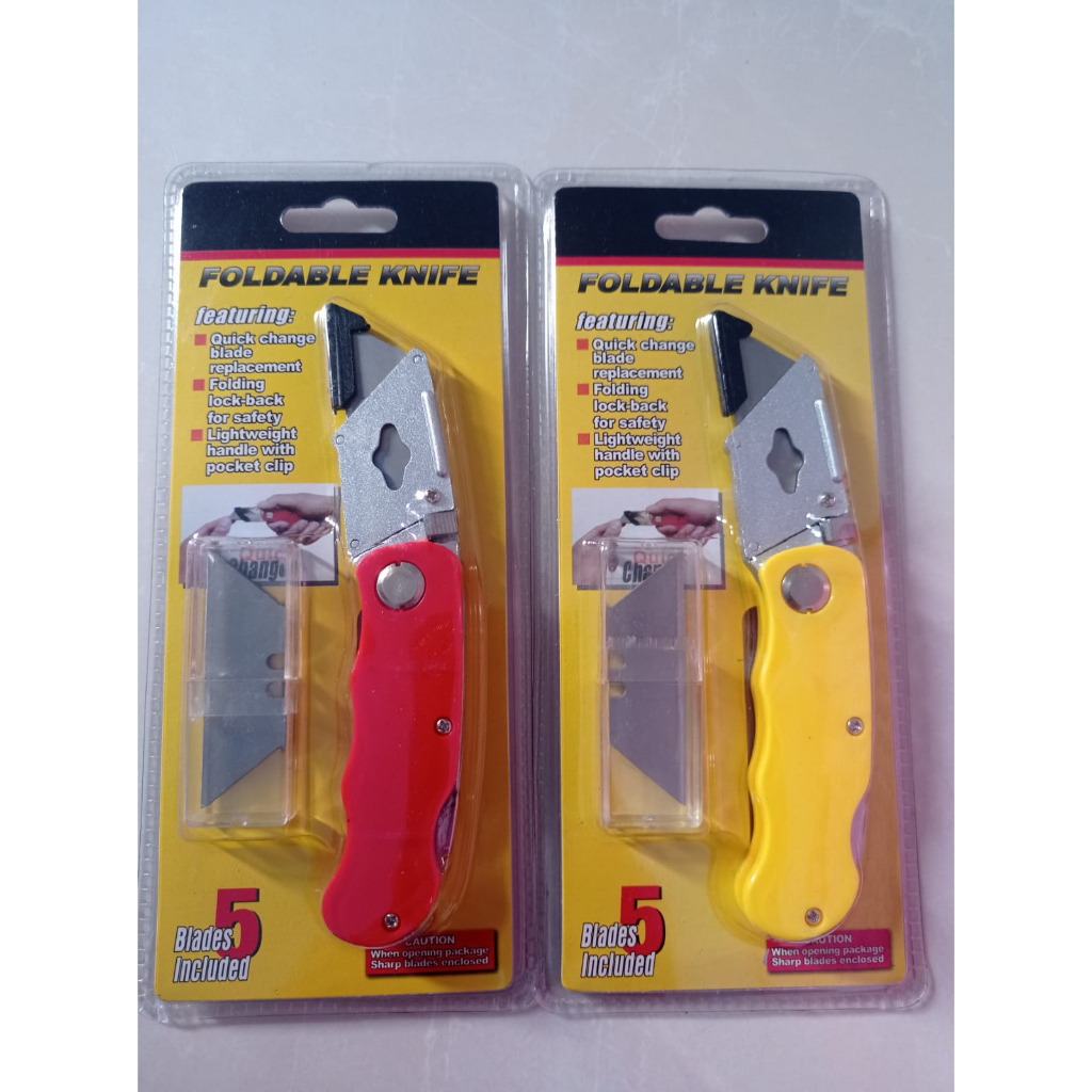 

Lie766 PISAU CUTTER LIPAT POTONG GYPSUM / FOLDABLE KNIFE GYPSUM 5 MATA PISAU