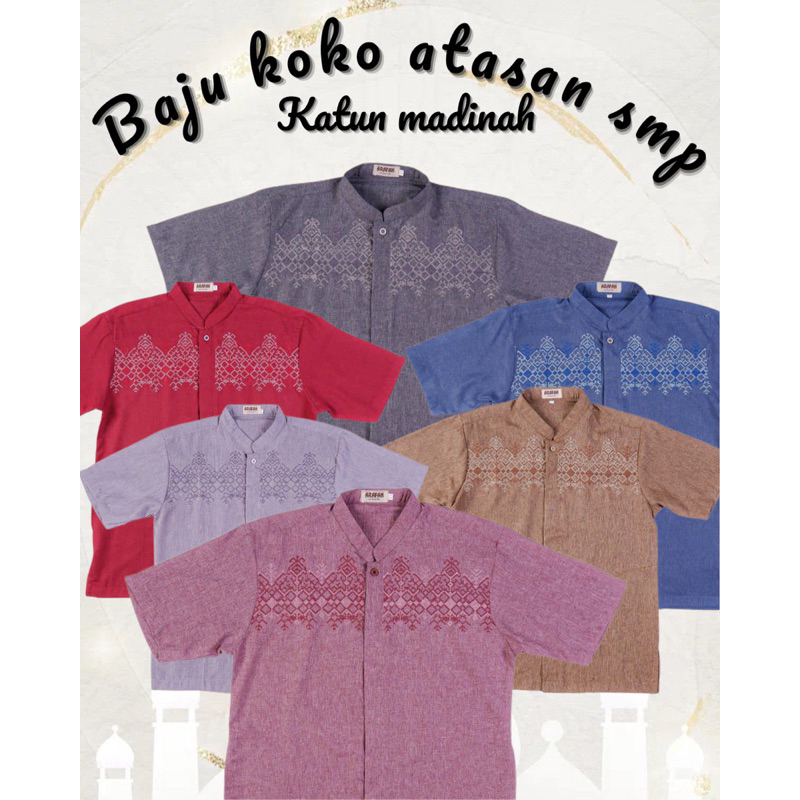 Baju koko atasan smp dengan bordir katun madinah
