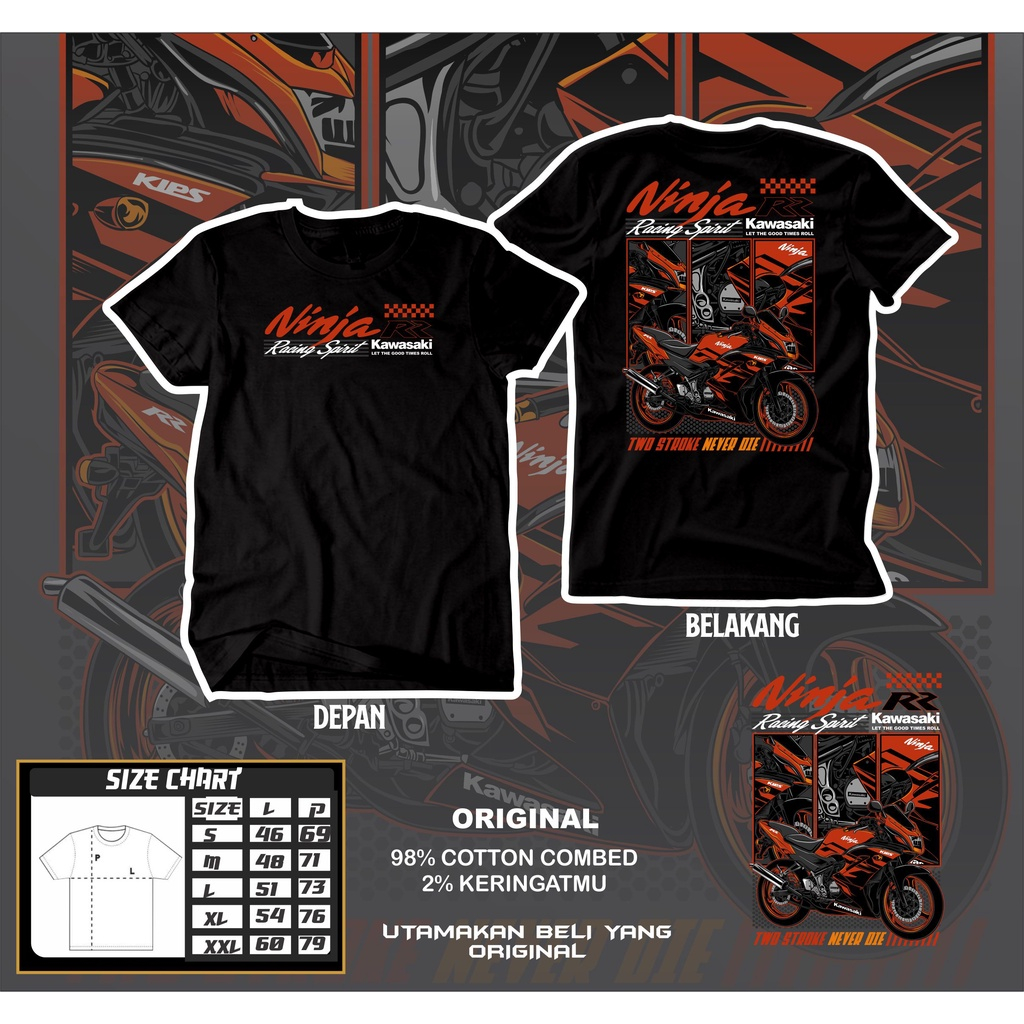 Kaos KAWASAKI NINJA INDONESIA Kaos NINJA RR 2 TAK Baju NINJA SS