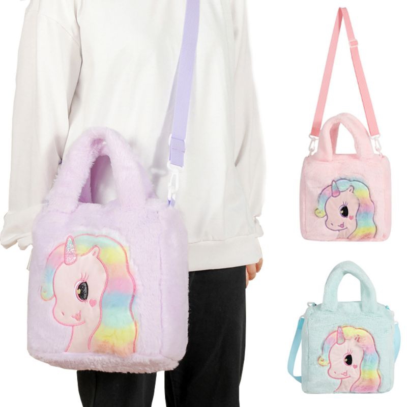 Tas slempang bulu unicorn