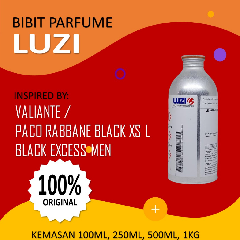 Bibit Parfum LUZI VALIANTE searah dengan BLACK XS L'EXCES HIM - PAKO R 1KG