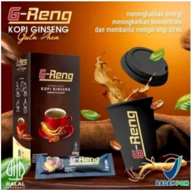 

Kopi G-RENG Hrg per 1 Sahcet//Kopi Ginseng Stamina Pria Dewasa//Kopinya Pria Dewasa//Kopi Kuat dan Tahan Lama