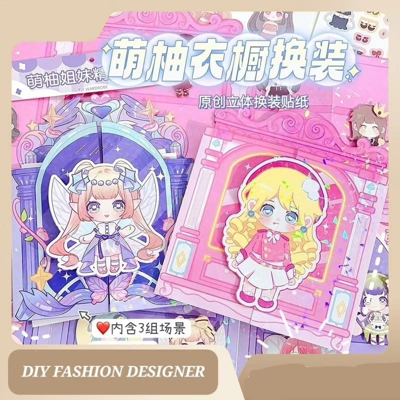 BAJUKIDDIE DIY FASHION DESIGNER MAINAN DRESS UP 3D ANIME KAWAII ANAK CEWEK IMPORT PERNAK PERNIK STIK