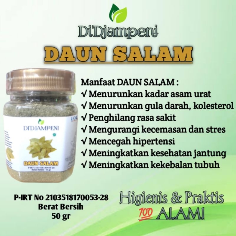 

Daun salam 50 gr, Bubuk/Serbu daun salam 50 gr Alami Organik