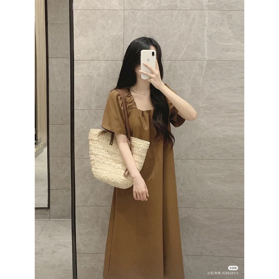 Midi dress wanita DEARY dress oversize katun fashion korea casual baju perempuan basic cotton